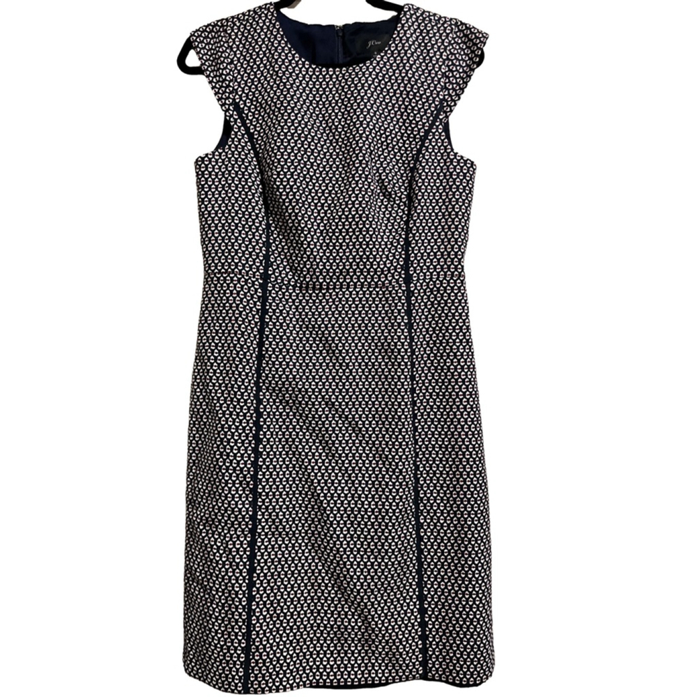 EUC J.Crew Dress Women’s Size 8 Navy and White - Picture 1 of 8